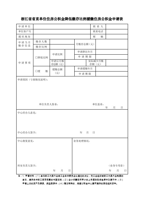 杭州市(市区)住房公积金单位缓缴申请表.doc