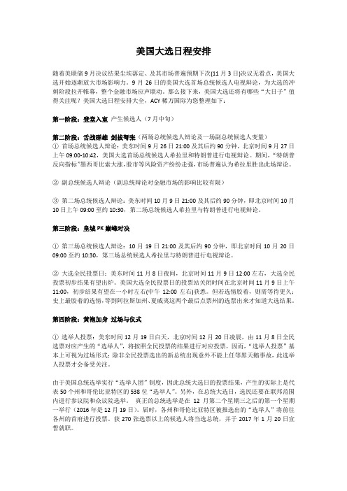 美国大选日程安排
