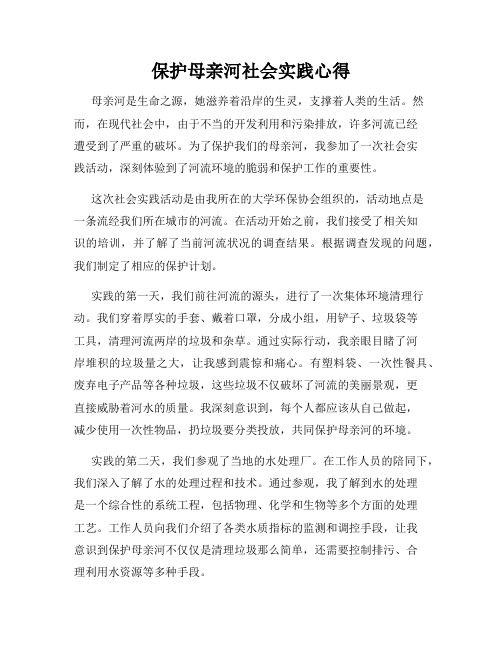 保护母亲河社会实践心得