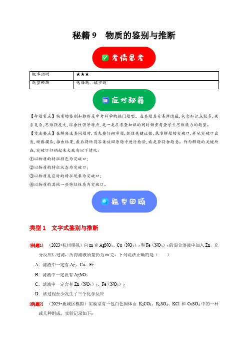 秘籍9 物质的鉴别与推断(原卷版)