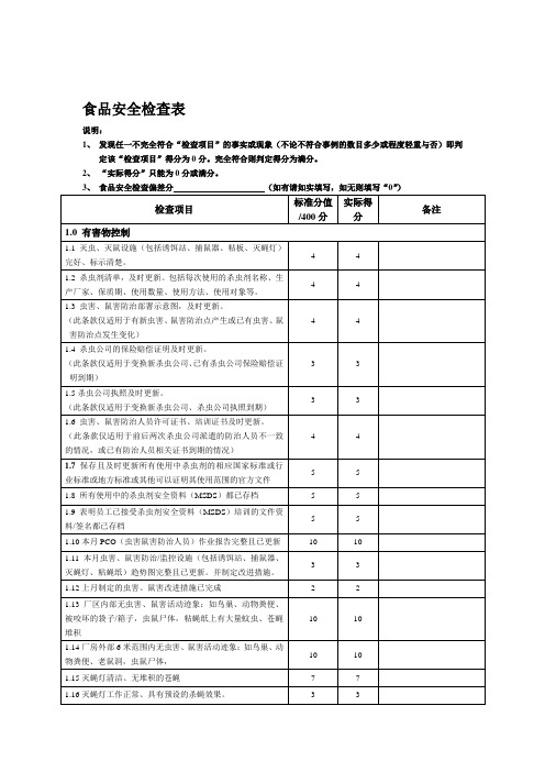 食品安全检查表10