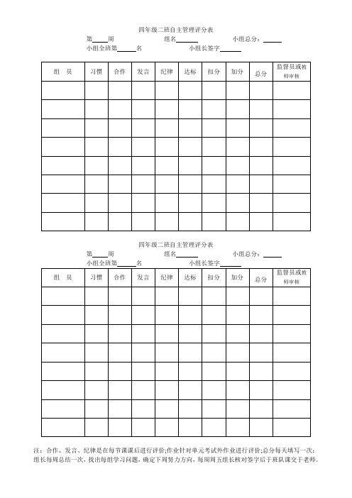小组评分表及评分细则【范本模板】