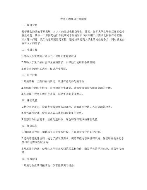 青马工程开班方案流程