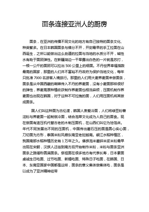 面条连接亚洲人的厨房