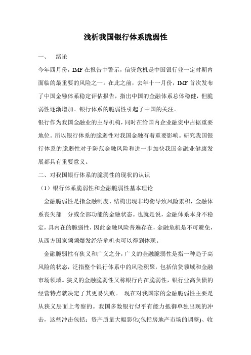 中国银行体系的脆弱性