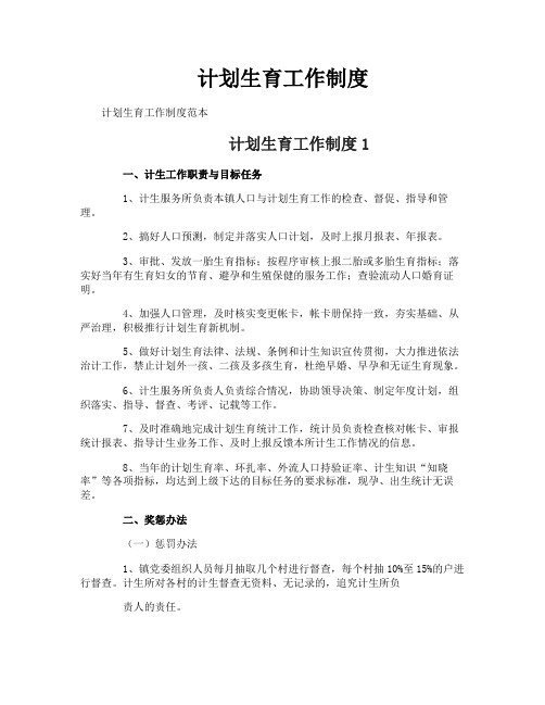 计划生育工作制度