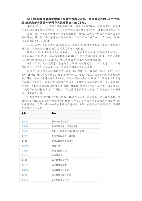 54门礼炮象征着