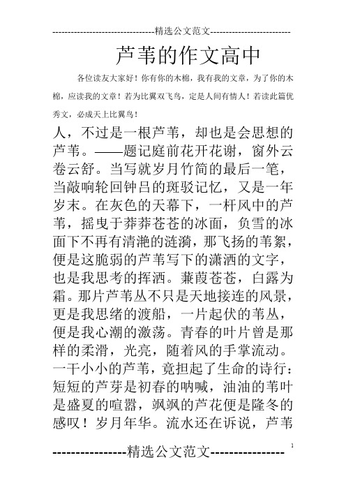 芦苇的作文高中