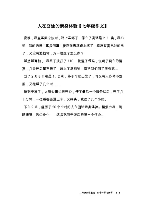人在囧途的亲身体验【七年级作文】