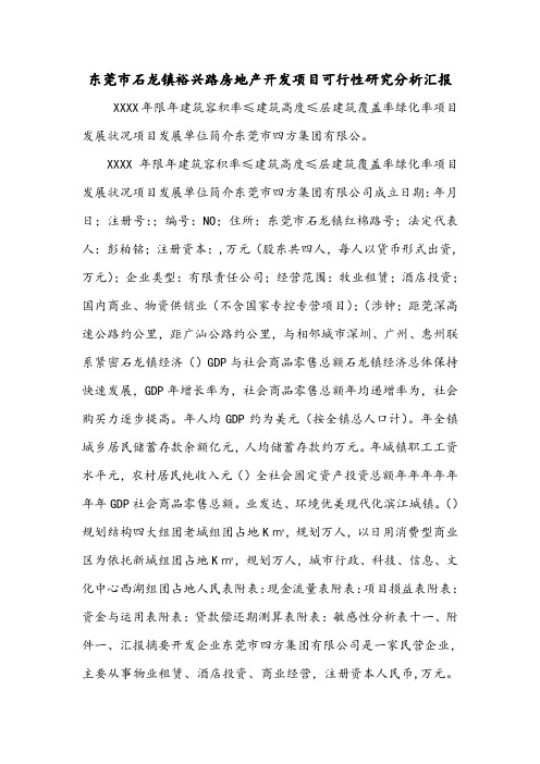 东莞市石龙镇裕兴路房地产开发项目可行性研究分析汇报.doc