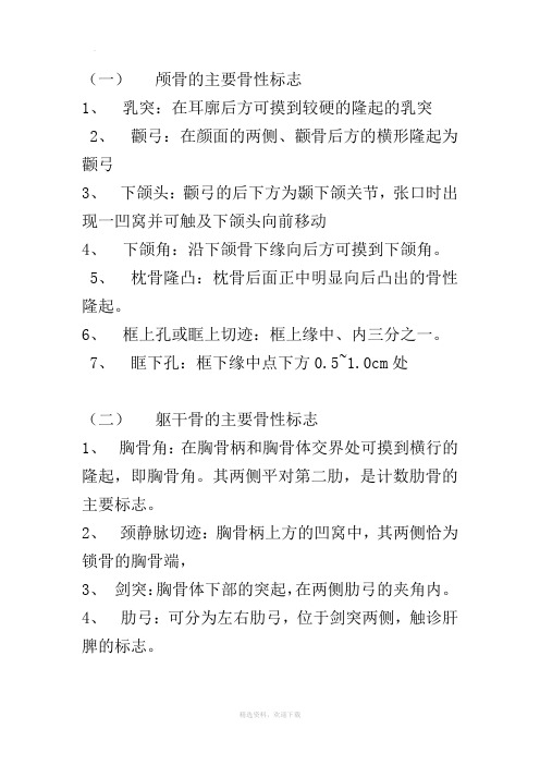 全身重要的骨性标志和肋计数标志