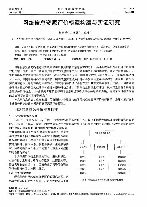 网络信息资源评价模型构建与实证研究