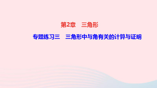 八年级数学上册第2章三角形专题练习三三角形中与角有关的计算与证明课件新版湘教版