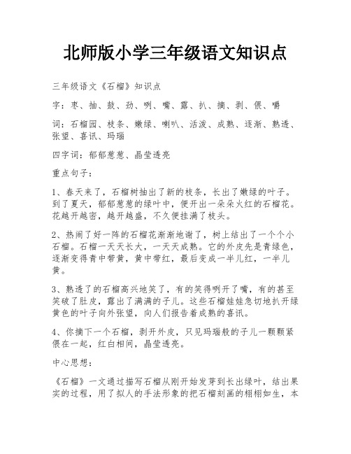 北师版小学三年级语文知识点