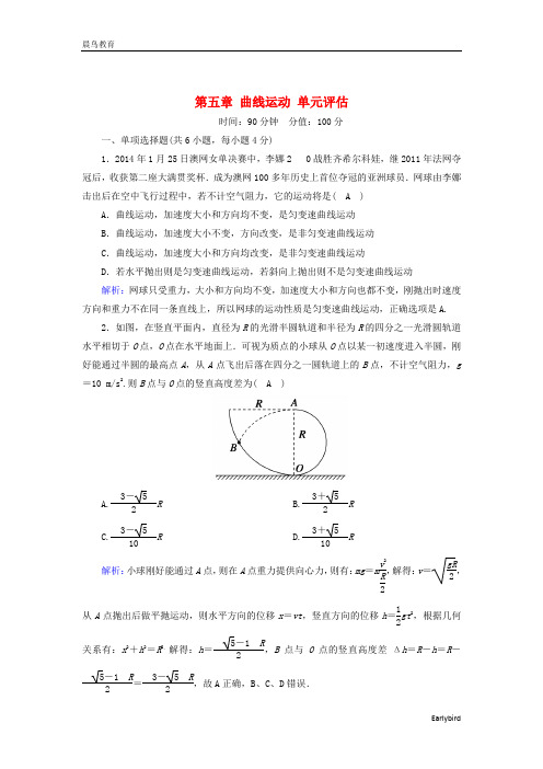 2021年高中物理第五章曲线运动课时作业 人教版必修224