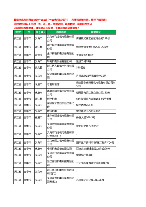 2020新版浙江省金华市机电科技有限公司工商企业公司商家名录名单黄页联系电话号码地址大全90家