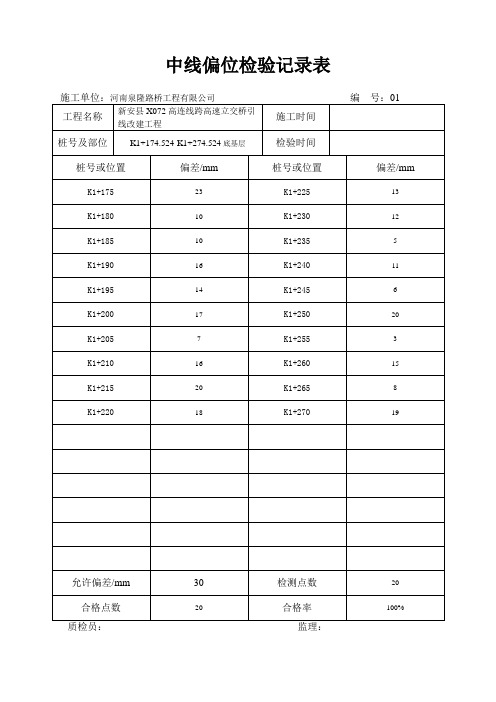 中线偏位检验记录表