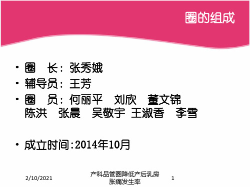 产科品管圈降低产后乳房胀痛发生率课件