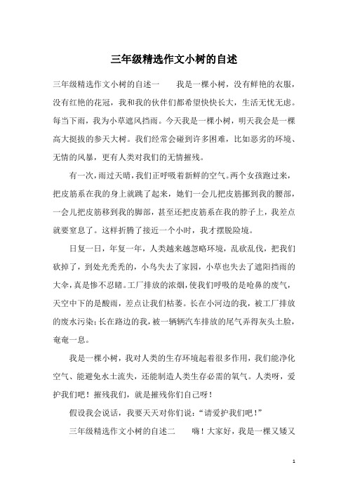 三年级精选作文小树的自述