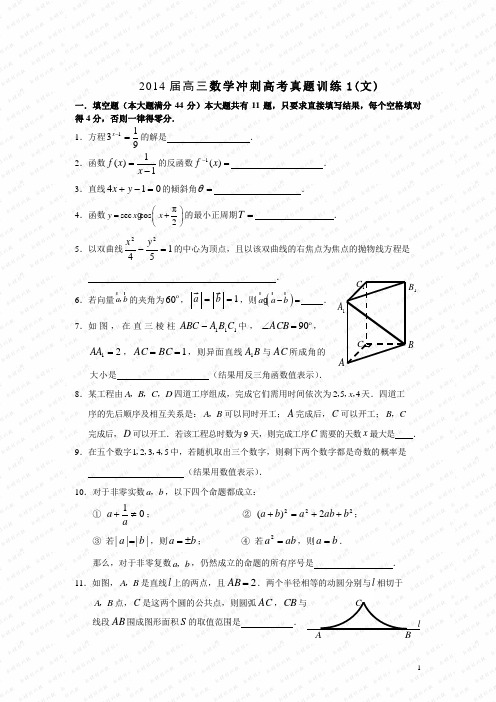 2014届高三数学冲刺高考真题训练1(文)