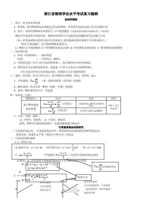浙江省物理学业水平考试复习提纲