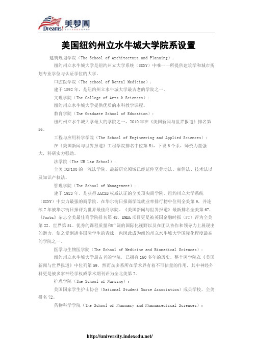 【美梦网】美国纽约州立水牛城大学院系设置