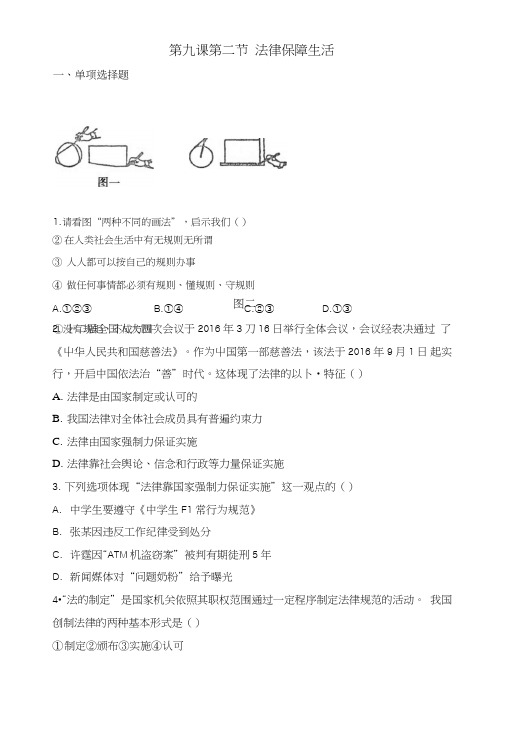 人教版《道德与法治》七年级下册9.2法律保障生活课时训练.doc