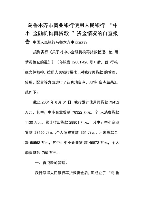 再贷款自查报告