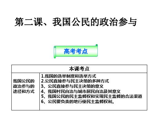 公民政治参与的途径和方式