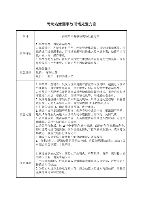丙烷站泄漏事故现场处置方案