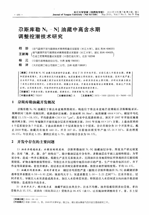 尕斯库勒N1-N21油藏中高含水期调整挖潜技术研究