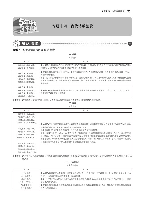 2019年中考语文总复习第四部分古诗文阅读专题十四古代诗歌鉴赏(讲解部分)