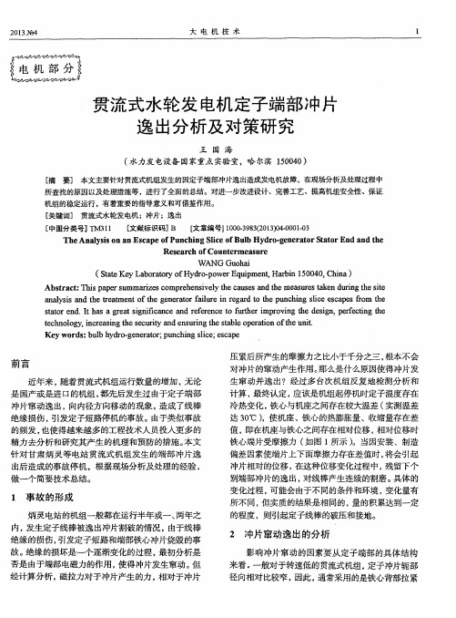 贯流式水轮发电机定子端部冲片逸出分析及对策研究