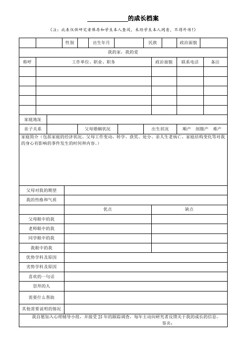 初一学生成长档案(1)