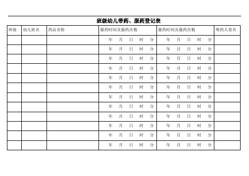 班级幼儿带药、服药登记表