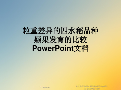 粒重差异的四水稻品种颖果发育的比较PowerPoint文档