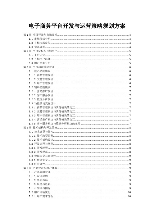 电子商务平台开发与运营策略规划方案