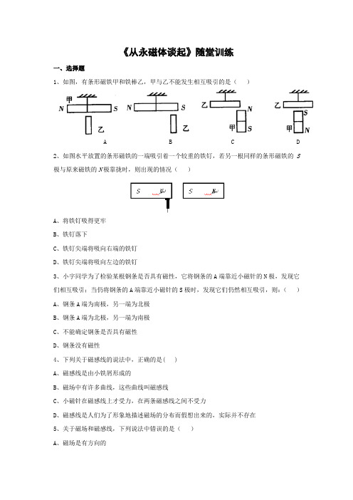 粤沪版-物理-九年级下册-《从永磁体谈起》随堂训练