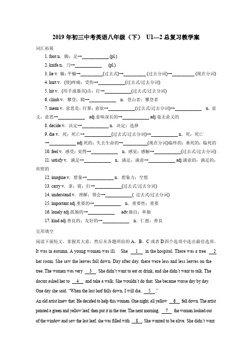 人教新目标2019年初三中考英语八年级(下) U1—2总复习教学案