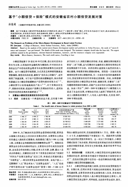 基于“小额信贷+保险”模式的安徽省农村小额信贷发展对策