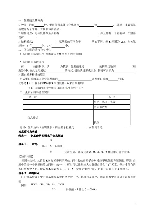 江苏省如东县马塘中学高三生物一轮复习 细胞中的有机物学案 苏教版
