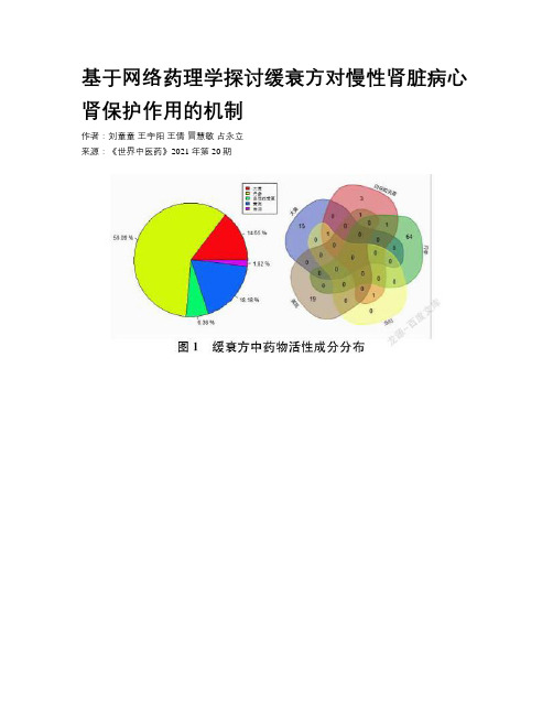 基于网络药理学探讨缓衰方对慢性肾脏病心肾保护作用的机制