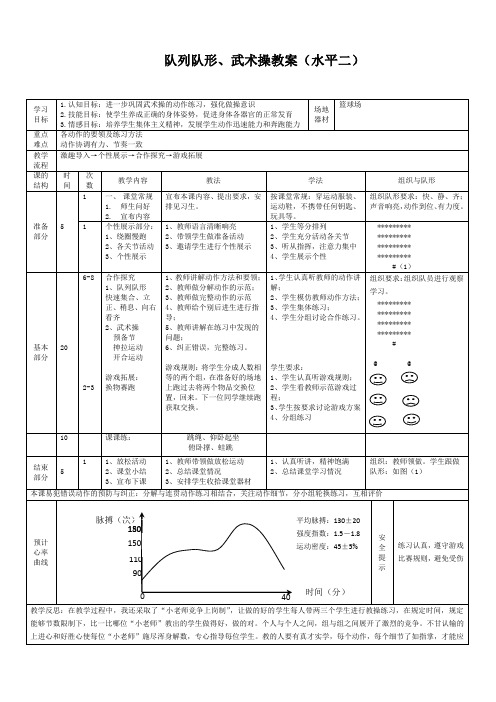 队列队形、武术操教案(水平二)
