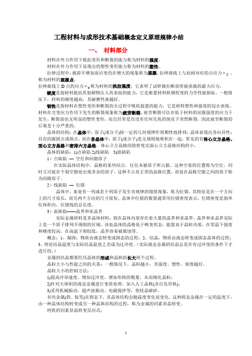 工程材料与成形工艺(机械)期末复习总结