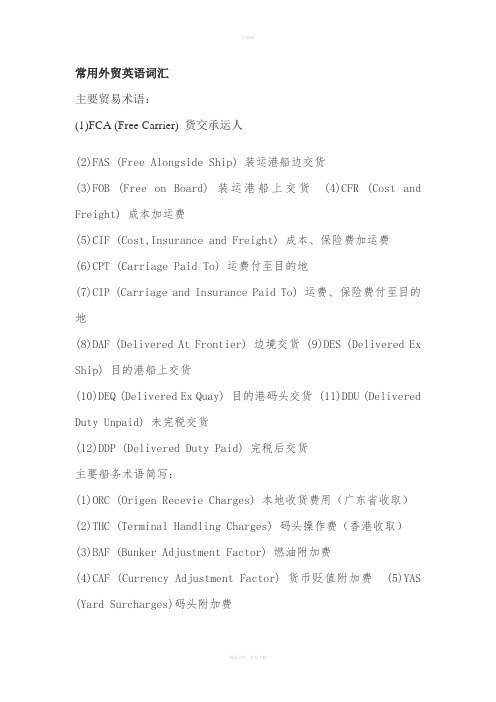 常用外贸英语词汇汇总