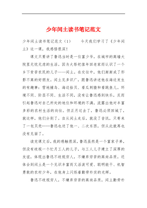 少年闰土读书笔记范文