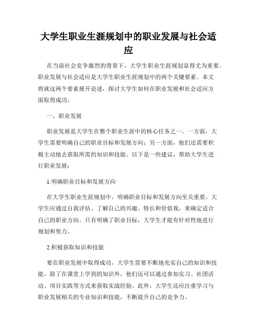 大学生职业生涯规划中的职业发展与社会适应