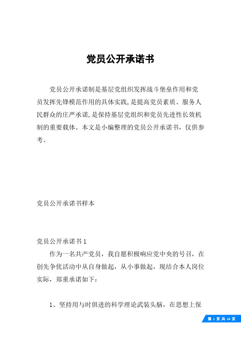 党员公开承诺书