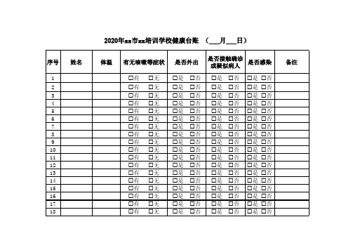 学校师生每日健康台账-培训机构复课资料