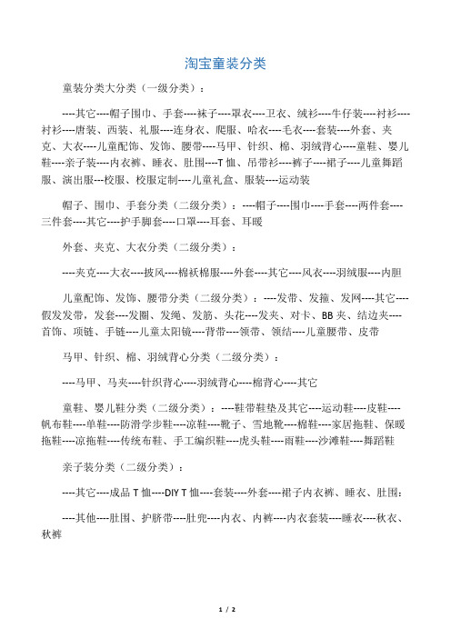 淘宝童装分类